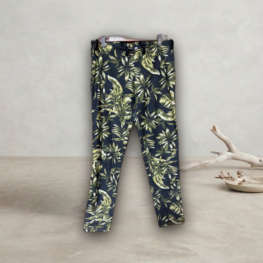 Pantalón leggins de jean azul con verde